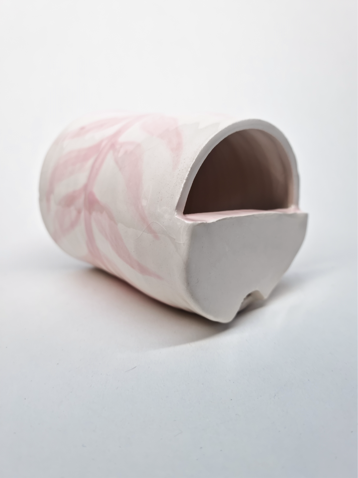 PINK LEAF Ceramic Take-Away Coffee Cup