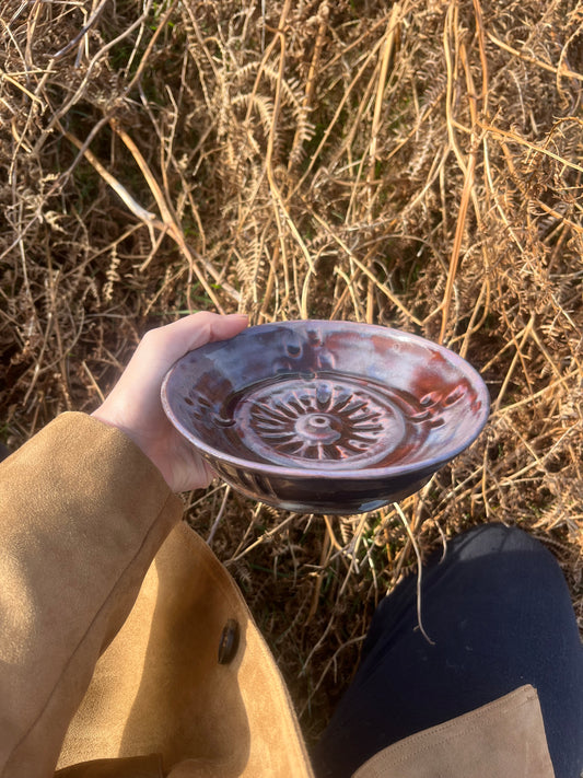 Lavender Brown Hand Carved Bowl