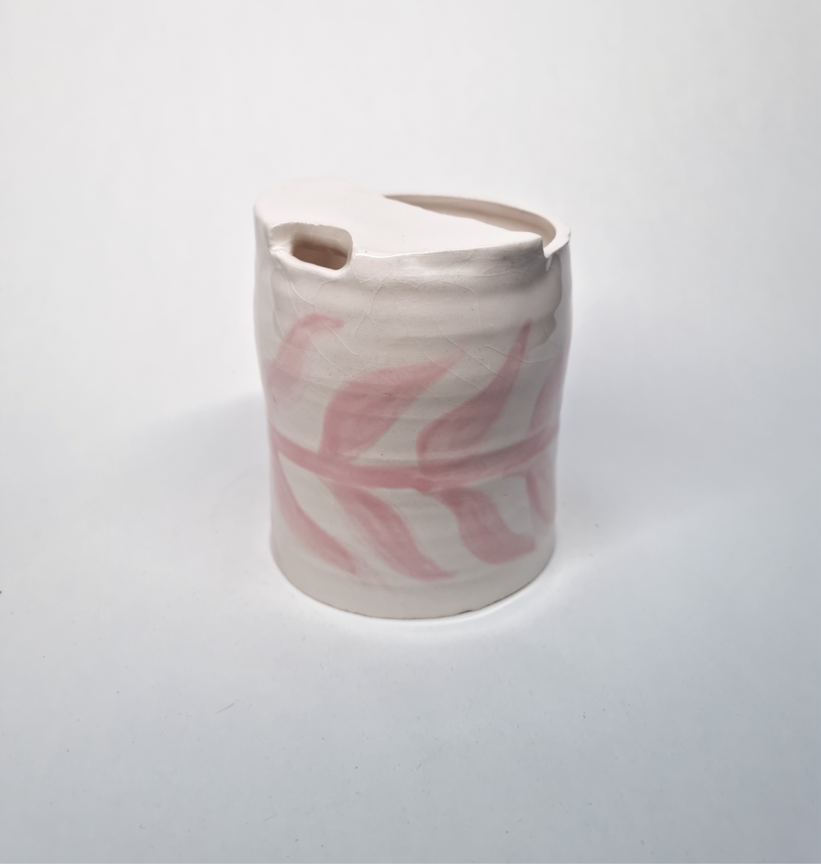 PINK LEAF Ceramic Take-Away Coffee Cup